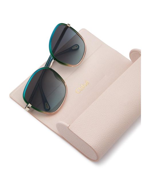 Chloé Blue Two-tone Square-frame Sunglasses