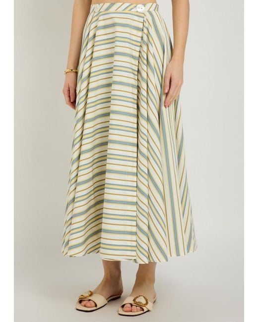 Thierry Colson Natural Audrey Striped Cotton Midi Wrap Skirt