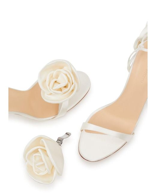 Magda Butrym White 100 Flower-embellished Satin Sandals