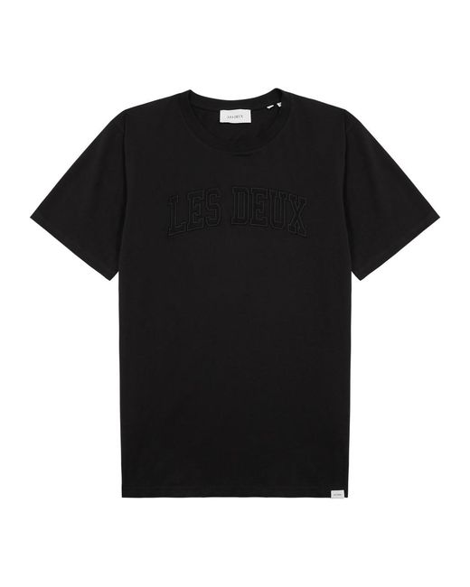 Les Deux Black Script Logo Cotton T-shirt for men