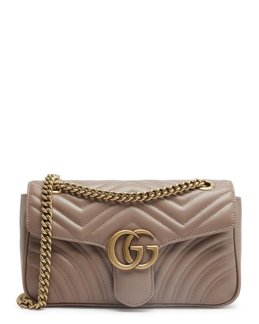 Gucci Brown gg Marmont Small Leather Shoulder Bag