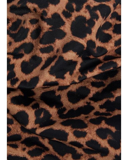 Away That Day Brown Taormina-Print Bikini Top