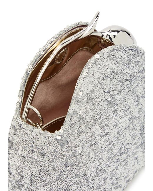 Erdem Gray Bloom Mini Sequin-Embellished Top Handle Bag
