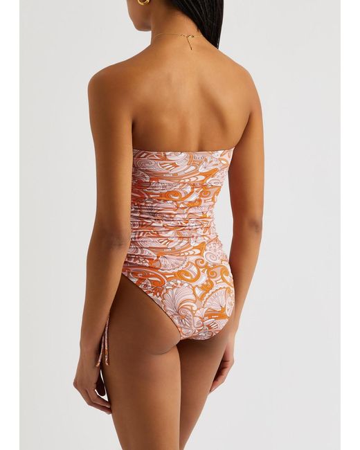 Melissa Odabash White Sydney Strapless Paisley-print Swimsuit