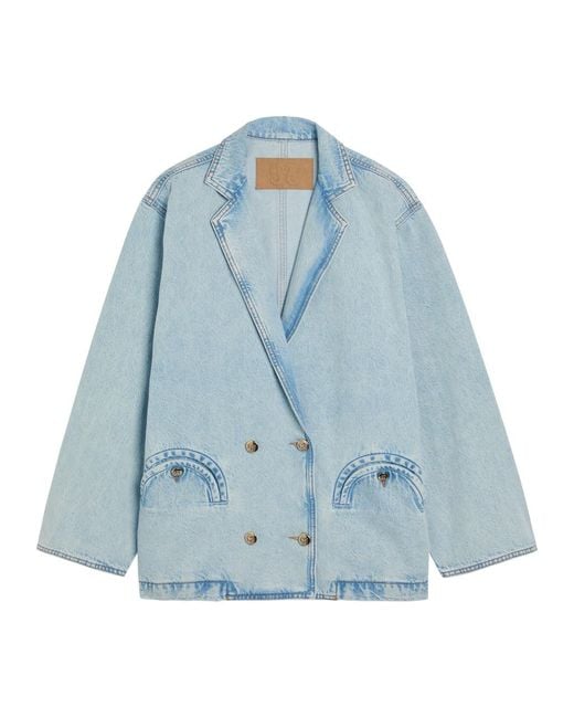 Blazé Milano Blue Cory Double-Breasted Denim Jacket