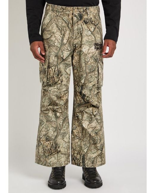 BBCICECREAM Natural Camouflage Wide-Leg Cotton Cargo Trousers for men