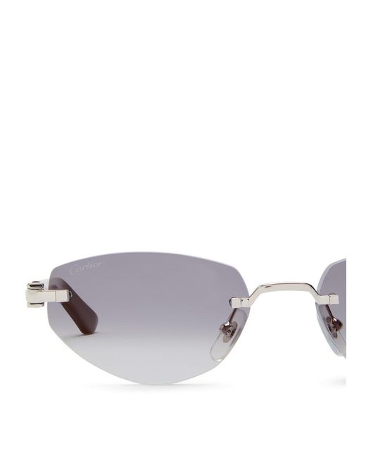 Cartier White Rimless Round-Frame Sunglasses