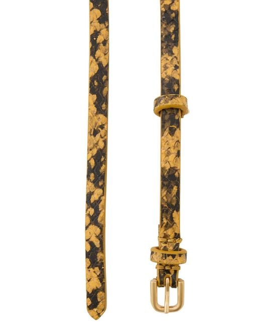 Dries Van Noten White Snake-Effect Leather Belt
