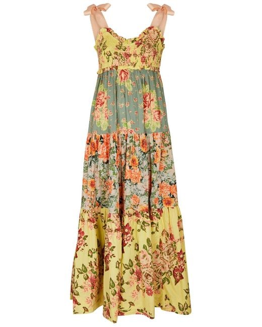 Free People Yellow Bluebell Floral-print Cotton Maxi Dress