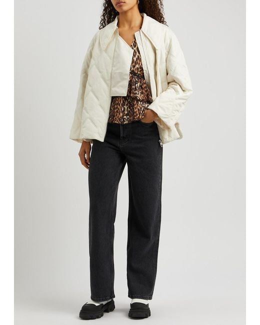 Ganni White Quilted Shell Jacket
