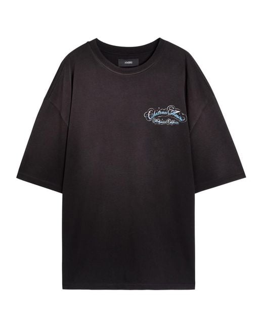 Amiri Black Crystal Script Printed Cotton T-Shirt for men
