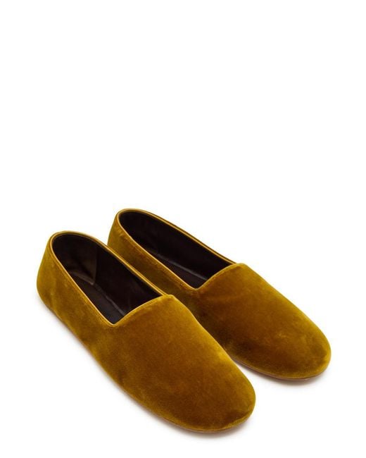 The Row Brown Ponti Velvet Slipper Flats