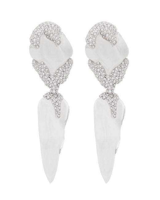 Alexis White Silverlake Lucite Pavé Rhodium-Plated Drop Earrings