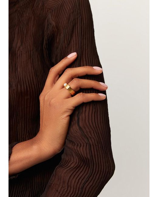Missoma Metallic Button Pearl 18Kt Vermeil Ring