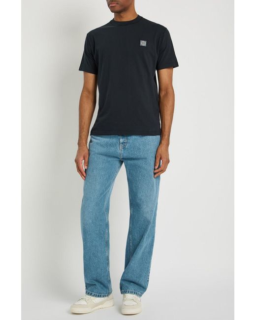 Stone Island Black Tonal Compass Logo Cotton T-Shirt for men