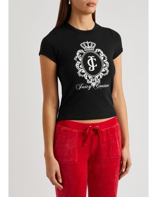 Juicy Couture Black Heritage Crest Logo Stretch-cotton T-shirt