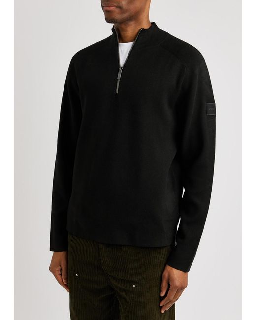 Calvin Klein Black Logo Knitted Half-zip Jumper for men