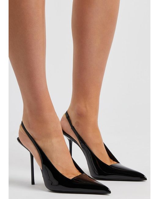 Saint Laurent Paloma 105 Patent Leather Slingback Pumps in Black