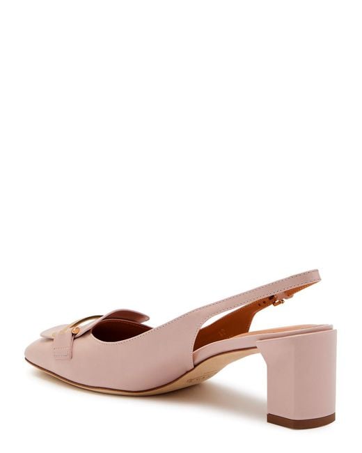 Tod's Brown Barretta 50 Smoothed Leather Slingback Pumps