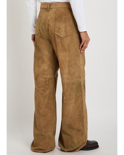 Rick Owens Natural Geth Wide-Leg Suede Trousers for men