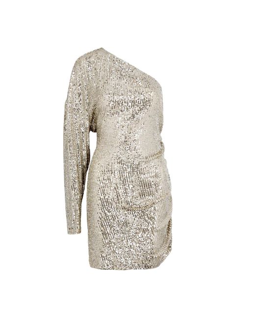 In the mood for love Natural Alexandra One-Shoulder Sequin Mini Dress