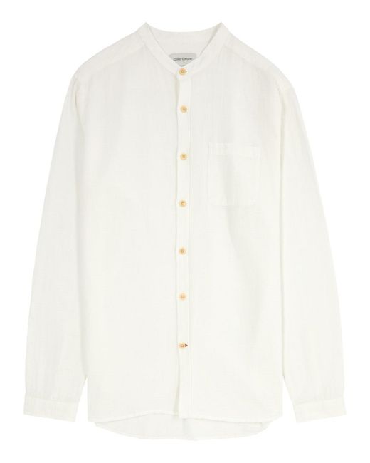 Oliver Spencer White Grandad Linen-blend Shirt for men