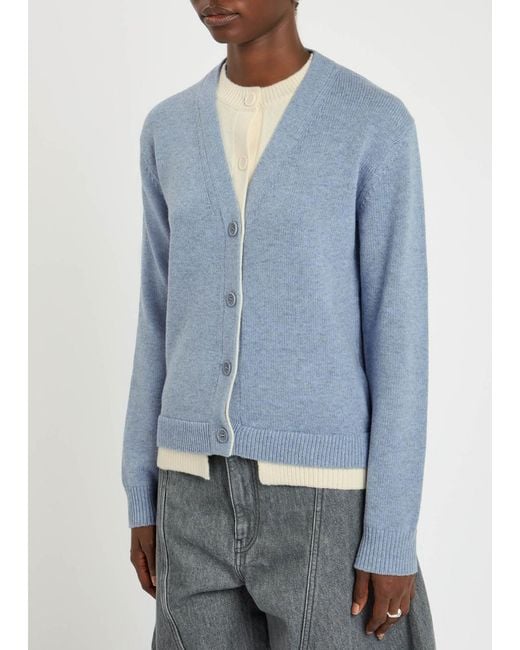 J.W. Anderson Blue Layered-Effect Wool And Cashmere-Blend Cardigan