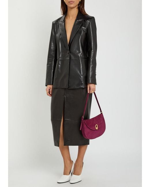 Nour Hammour Black Arden Leather Blazer