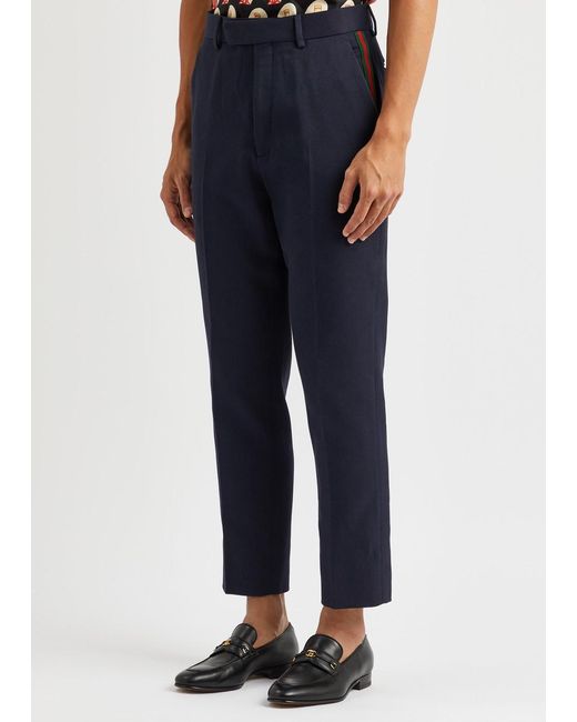 Gucci Blue Straight-Leg Cotton Chinos for men
