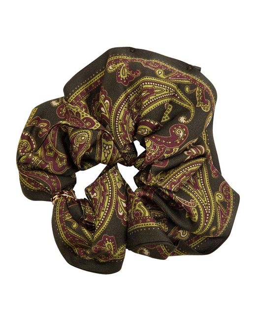 Saint Laurent Green Paisley-Print Silk Scrunchie