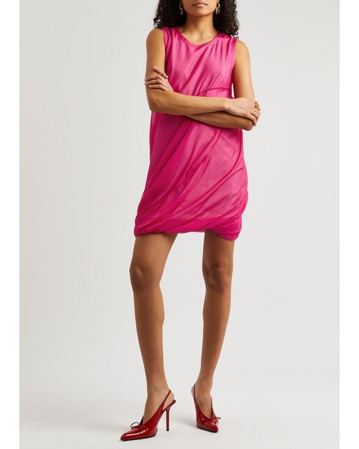 Helmut Lang Pink Bubble Silk Mini Dress