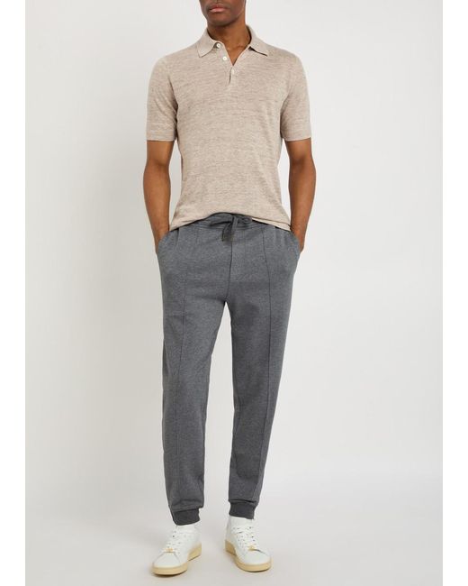 Brunello Cucinelli Gray Tapered-Leg Cotton-Blend Sweatpants for men
