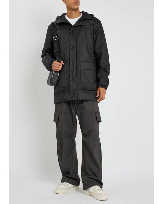Rains Black Lohja Quilted Rubberised Jacket for men
