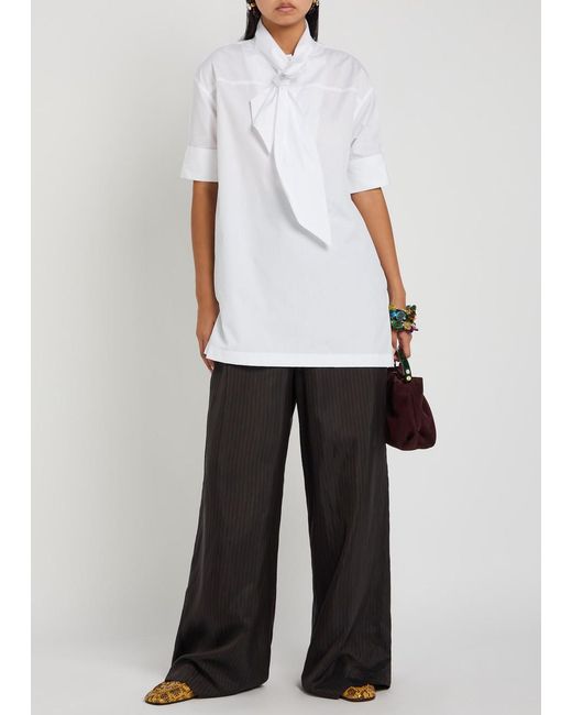 Dries Van Noten White Calma Scarf Cotton-Poplin Shirt