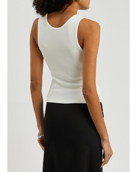 Christopher Esber White Open Twist Ribbed Stretch-jersey Tank