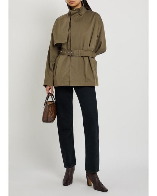FRAME Green Belted Cotton Trench Jacket