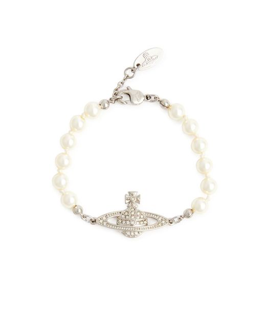 Vivienne Westwood White Mini Bas Relief Faux Pearl Bracelet