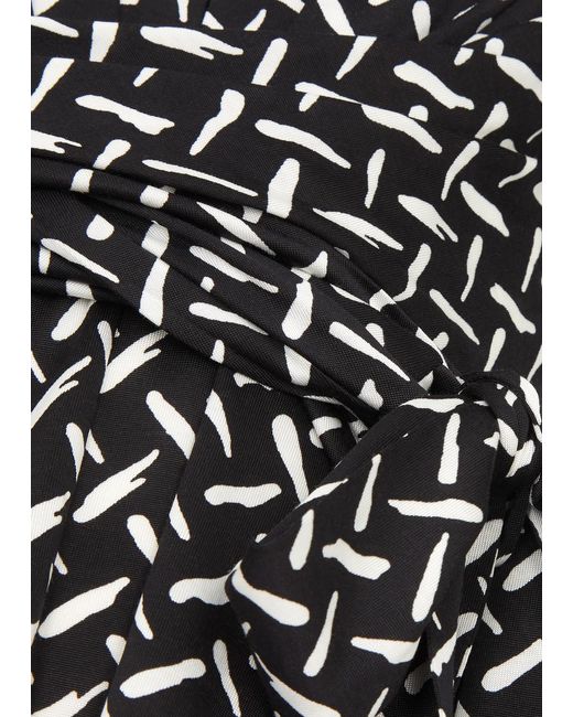 Diane von Furstenberg Black Rachael Printed Jersey Wrap Top