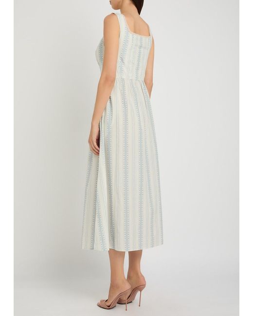 LoveShackFancy White Majory Floral Cotton Midi Dress