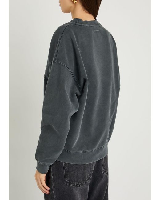 Anine Bing Gray Spencer Printed Cotton Sweatshirt