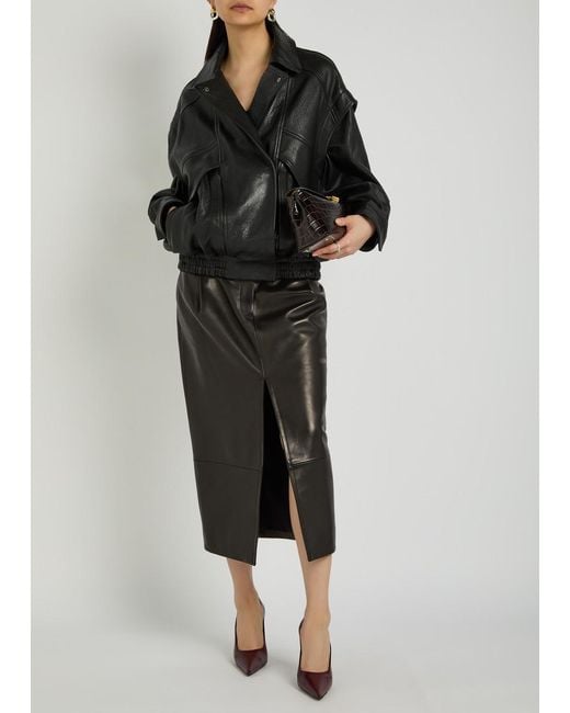 Nour Hammour Black Micah Grained Leather Jacket
