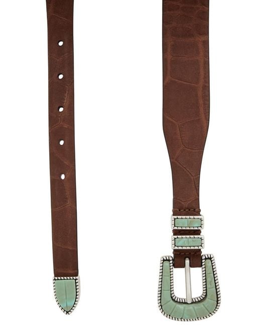 Silver Ostrich White Crazy Embossed Nubuck Belt