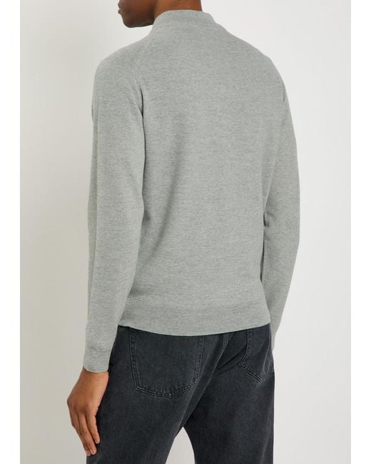 John Smedley Gray 16.Singular Fine-Knit Merino Wool Bomber Jacket for men