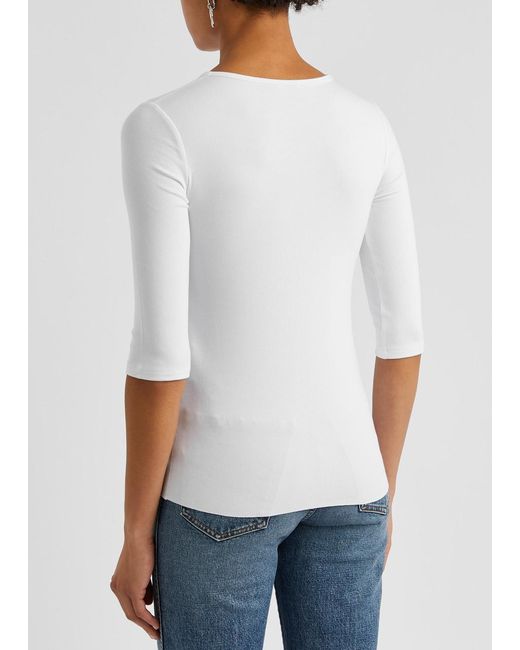Vince White Ribbed Stretch-jersey Top