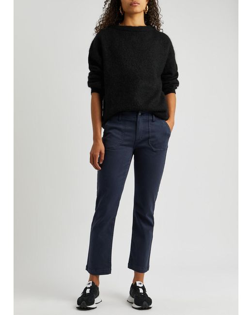 PAIGE Blue Mayslie Cropped Straight-leg Jeans