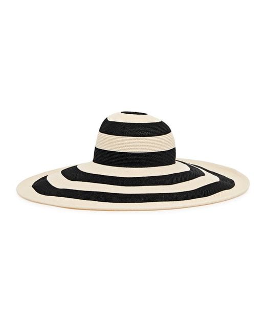 Eugenia Kim Black Sunny Striped Wide-brim Straw Hat