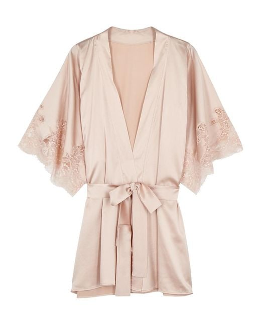Fleur Of England Pink Signature Silk-Blend Robe