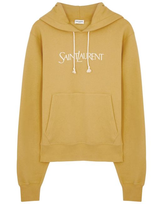 Saint Laurent Yellow Logo-Embroidered Hooded Cotton Sweatshirt