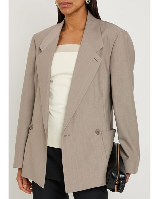 Lemaire Natural Double-Breasted Woven Blazer