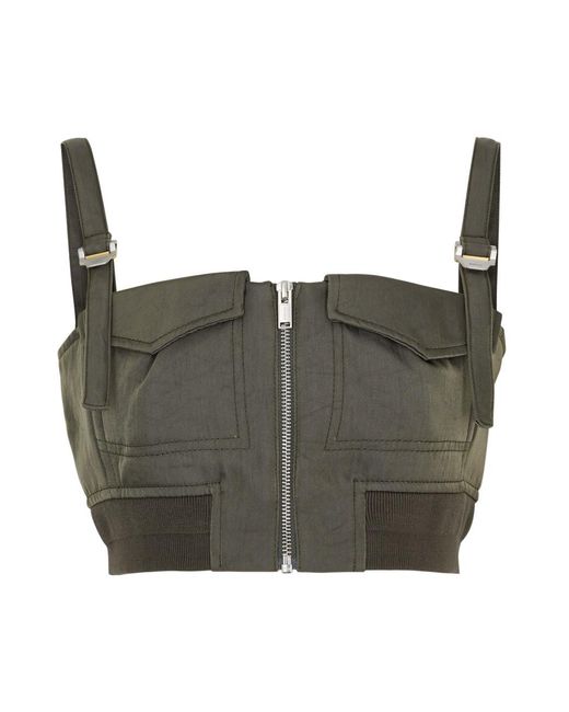 Dion Lee Gray Aviator Cropped Nylon Top